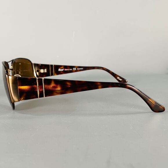 PERSOL Brown Tortoiseshell Acetate Metal Polarized Aviator Sunglasses main image 7